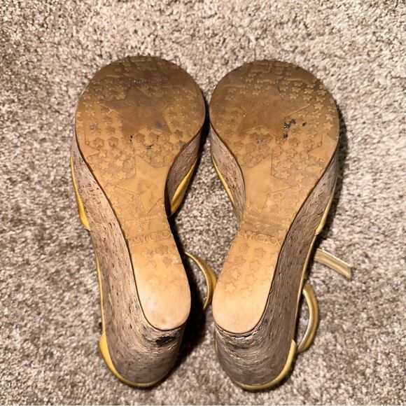 Jimmy Choo Pela Patent Cork Wedges in Nude/Tan Size EU 37 - Picture 11 of 11